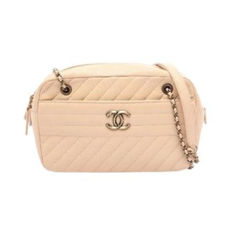 Chanel Pre-owned Bias Stitch Leren Schoudertas - Dames - Pre-owned - Beige - Maat: ONE Size Leer