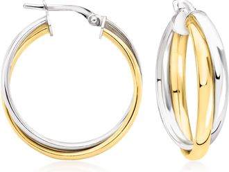 Ross-Simons Italian Sterling Silver and 18kt Gold Over Sterling Double-Hoop Earrings