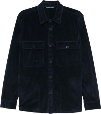 120% Lino corduroy pocket shirt - Blue