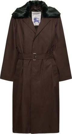Burberry Lange Jas met Elegante Kraag - Heren - Jas met riem - Bruin - M - Katoen - Jassen
