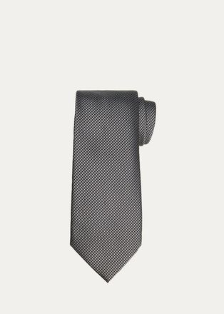 Tom Ford Mens Micro-Houndstooth Silk Tie