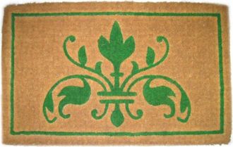 Imports Decor Green Insignia Printed Coir Door Mat, Handwoven Outdoor Entry Mat with Anti-Slip Backing