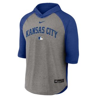 Nike Kansas City Royals Authentic Collection Flux Nike Mens Dri-FIT MLB 3/4-Sleeve Hooded T-Shirt in Blue | 04HI005PROY-LQZ