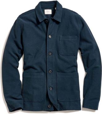 Billy Reid Piqu&eacute; Chore Shirt Jacket in Carbon Blue at Nordstrom, Size Xx-Large