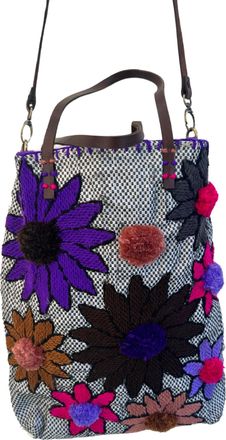 En Shalla Womens Flower Appliqu&eacute;s Crossbody Bag In Purple/orange