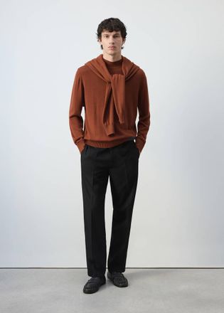 Mango Maglia in cotone e viscosa con collo perkins rosso mattone - Uomo - XXL - MANGO MAN