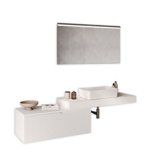 Aquadesign Mueble de ba&ntilde;o 4 piezas en mdf blanco