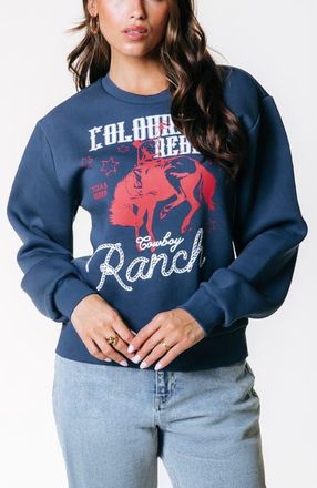 Colourful rebel CR Ranch Relaxed Sweat in Denim Blue at Nordstrom, Size X-Small Eu