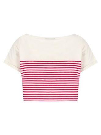 Balmain Striped Cotton Jersey T-shirt - White