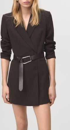 Mango Loida Long Sleeve Double Breasted Coat Dress in Chocolate at Nordstrom, Size 4
