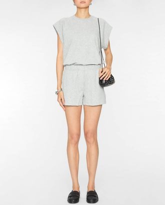 Tibi Light Weight Sweatshirting Short Shorts In Heather Grey