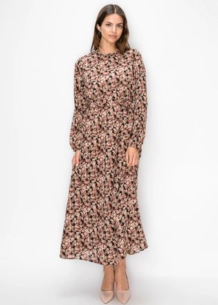 YAL New York Pink Floral Print Midi Dress