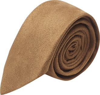 King & Priory Luxury Golden Brown Suede Tie, Tan