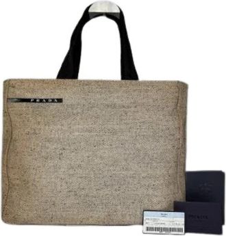 Prada Pre-owned Stoffen Tote Bag - Dames - Vintage Shopper - Beige - ONE Size - Vintage