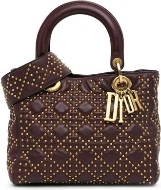 Dior Pre-owned Handbags, female, Red, Size: ONE SIZE Pre-owned Diorama Studded Leather Tote Bag