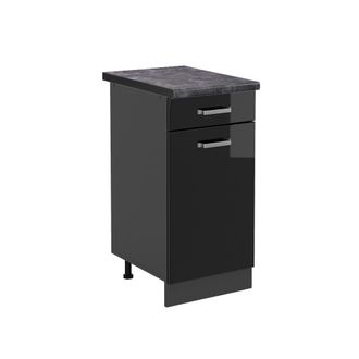 Vicco Mueble Bajo De Cocina R-line, Negro Brillo Intenso, 40 Cm, Et Antracita
