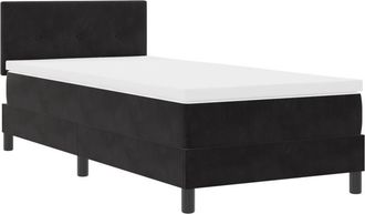 vidaXL Box Spring Bed with Mattress Black 100 x 200 cm Velvet vidaXL