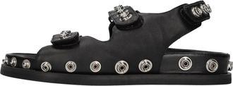 Strategia F-59 Platte Sandaal - Dames - Sandalen - Zwart - 38 EU - Leer - Schoenen