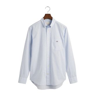 GANT Regular Fit Poplin Blouse met Vichyruit - Heren - Casual Overhemden - Blauw - 3XL - Katoen - Overhemden