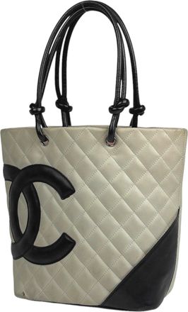 Chanel White Cambon Ligne Handbag Tote Bag (Pre-Owned)