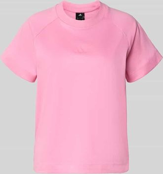 adidas T-Shirt mit Logo und Rundhalsausschnitt in Pink, Größe XL