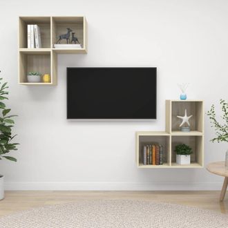 vidaXL Vidaxl - Juego De Muebles De Sal&oacute;n 4 Pzas Madera Ingenier&iacute;a Roble Sonoma