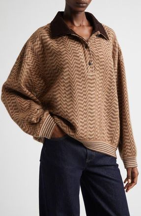 Missoni Zigzag Stripe Polo Sweater in S01J5 Camel Tones at Nordstrom, Size 4 Us