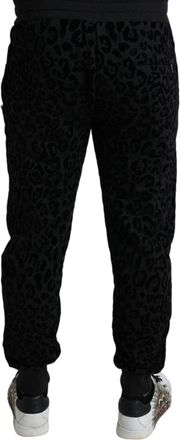 Dolce & Gabbana Mens Leopard-Pattern Cotton Jogger Black