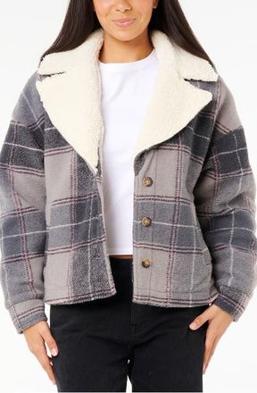 Rip Curl Sunset Luau Fleece Collar Shacket in Washed Black at Nordstrom, Size Xx-Small