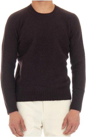 Drumohr Bruine Wol Crewneck Sweater Zachte Touch - Heren - Ronde hals truien - Bruin - XL - Wol - Truien & Vesten