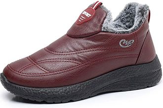 Generic Hiking Boot Warm Shoes Outdoor Ski Boots Thickening Women Water Shoes with Zipper (Red, 7.5)