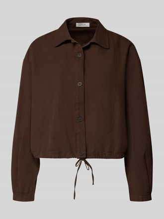 OPUS Relaxed Fit Hemdjacke aus Baumwoll-Leinen-Mix Modell Formente in Dunkelbraun, Gr&ouml;&szlig;e 36