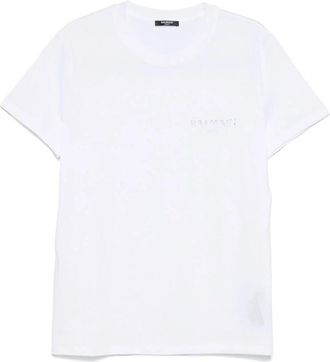 Balmain Witte Crew Neck Korte Mouwen Shirt - Heren - T-shirts - Wit - S - Tops