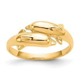 Diamond2Deal 14k Yellow Gold Double Dolphin Ring