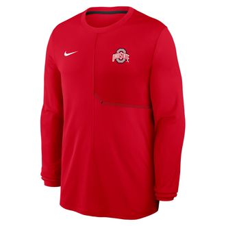 Nike Ohio State Sideline Coach Nike Mens Dri-FIT College Long-Sleeve Top in Red | 03B1064YOH-GQK