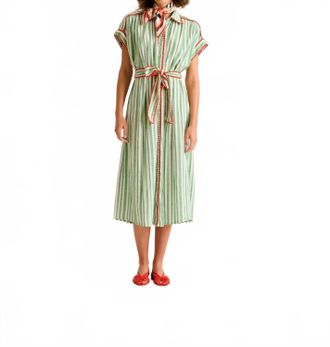 Carolina K Valerie Midi Dress In Green Stripe