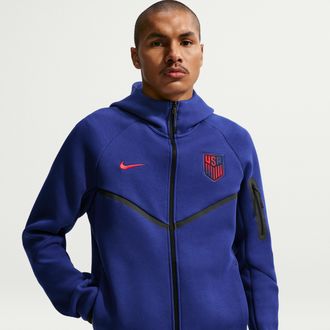 Nike USMNT Tech Fleece Windrunner Nike Mens Soccer Full-Zip Hoodie in Blue | IB5953-455