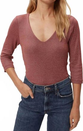 Michael Stars Angelina Shine V-Neck Tee In Muse