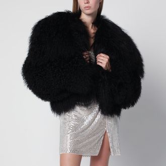 The Attico Bomber cropped in shearling riccio nero
