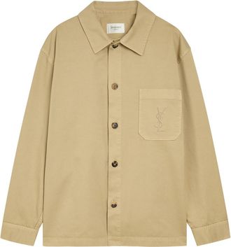 Saint Laurent Logo-embroidered Twill Overshirt - Beige - XL