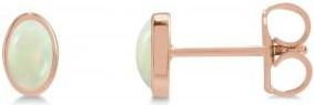Allurez Oval Lab Grown Cabochon White Opal Stud Earrings 14K Rose Gold (0.25ct)