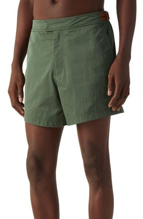 Ermenegildo Zegna 232 Road Brand Mark Rio Swim Trunks in Pine Green at Nordstrom, Size X-Large