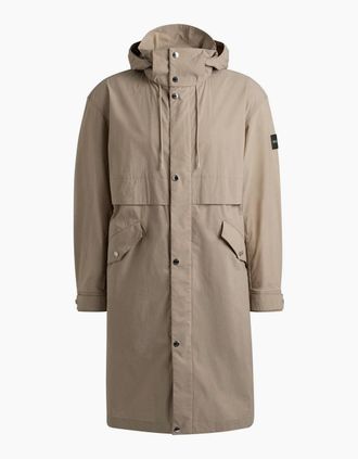 HUGO BOSS Mens Cataldo Hooded Solid Patterned Coat - Cream - Size: 40/Regular