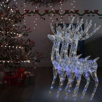 vidaXL Renos De Navidad Acr&iacute;lico 250 Led 3 Uds Multicolor 180 Cm Vidaxl