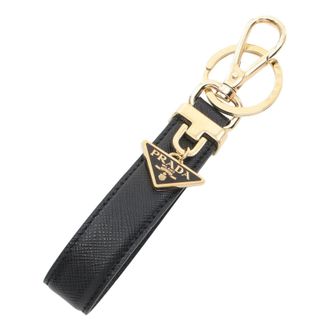 Prada FW25 Saffiano Keychain Black Gold 1PP185-053-F0002