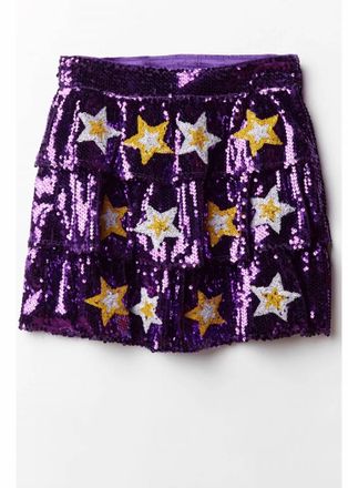 Peach Love California Womens Star Patch Sequin Mini Skirt In Purple