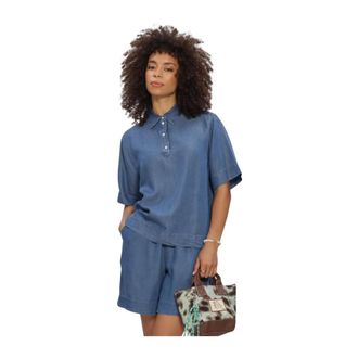 Selected Dames, Tops, Blauw, Maat: XS Linnen