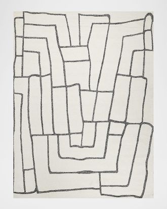 Exquisite Rugs Tangiers Hand-Tufted Ivory/Black Rug, 9 x 12