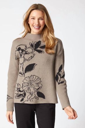 Habitat Floral Foliage Intarsia Sweater In Dift Wool