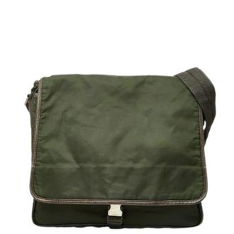 Prada Pre-owned Nylon Messenger Bag - Dames - Pre-owned - Groen - Maat: ONE Size Nylon